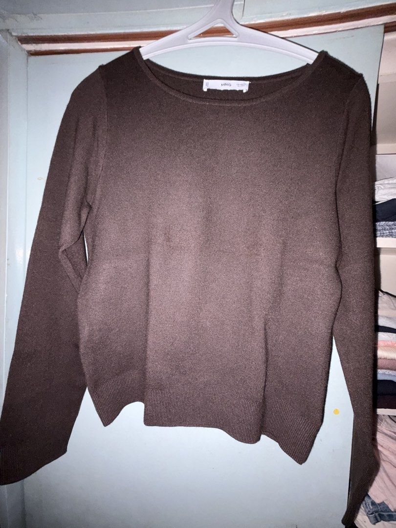 Mango Brown Sweater (Category: Longsleeves) located in Quezon City. Submitted by preloved_sav (Listing ID 1460090921, Image 1). Description: - Brown long sleeve sweater from MNG - Can fit up to size small - Never used, tag just removed - Classic crew neck style - Soft and comfortable knit material - Versatile for layering or wearing on its own - Easy to pair with any outfit.