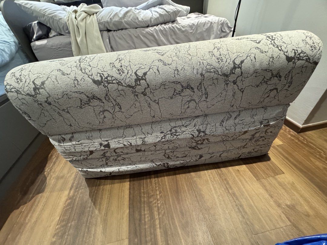 Marble Pattern Sofa bed (Category: Sofas) located in Singapore. Submitted by happyvee (Listing ID 1460034553, Image 2). Description: - convertible to bed -width 122cm -giving as we need more space in the room -only used when we have guests at home Self collection at our place .