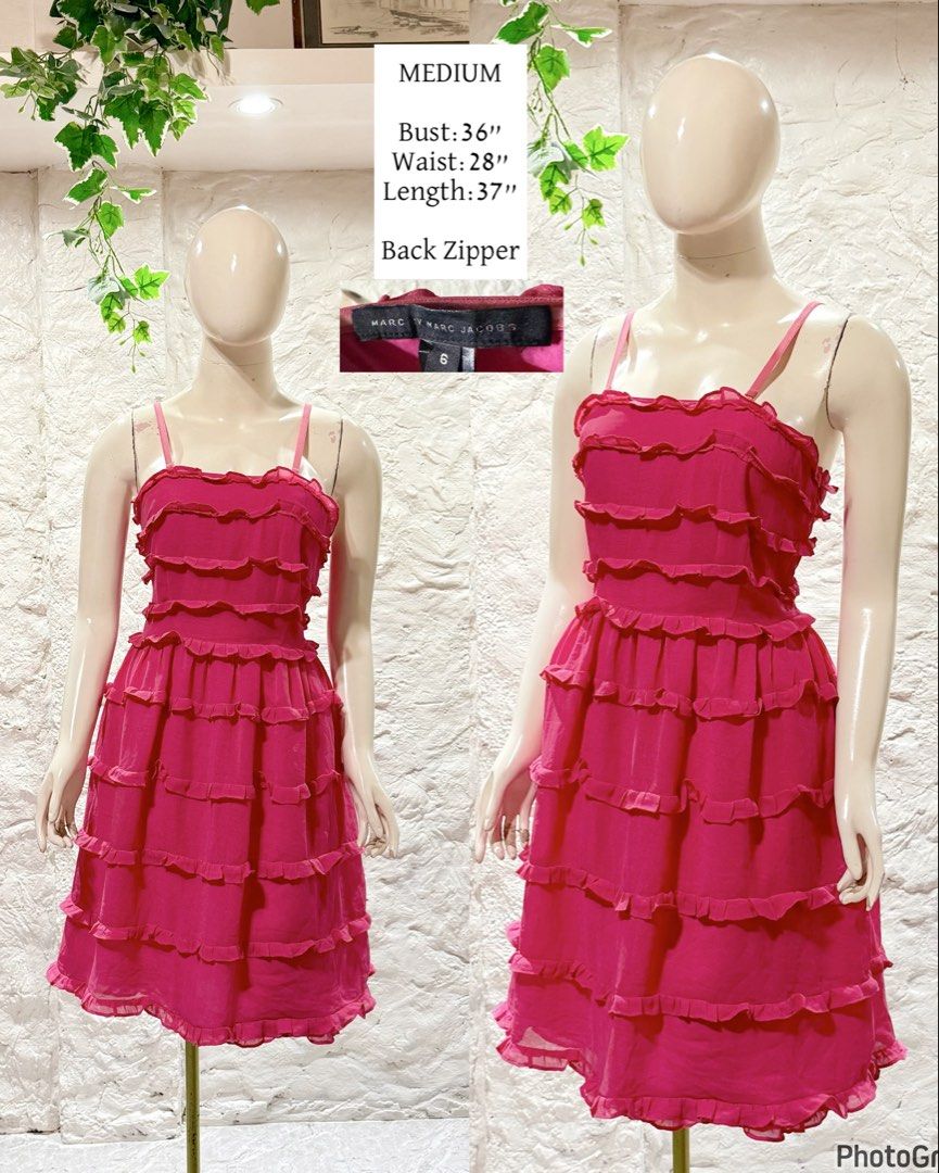 Marc by Marc Jacobs Pink Ruffle Dress (Category: Dresses) located in Manila. Submitted by starryray21 (Listing ID 1460103700, Image 1). Description: - Brand: Marc by Marc Jacobs - Color: Pink - Features: All-over ruffles, back zipper - Size: Tagged 6, fits like a Medium - Measurements: Bust 36", Waist 28", Length 37" - Occasion: Great for parties or a night out.