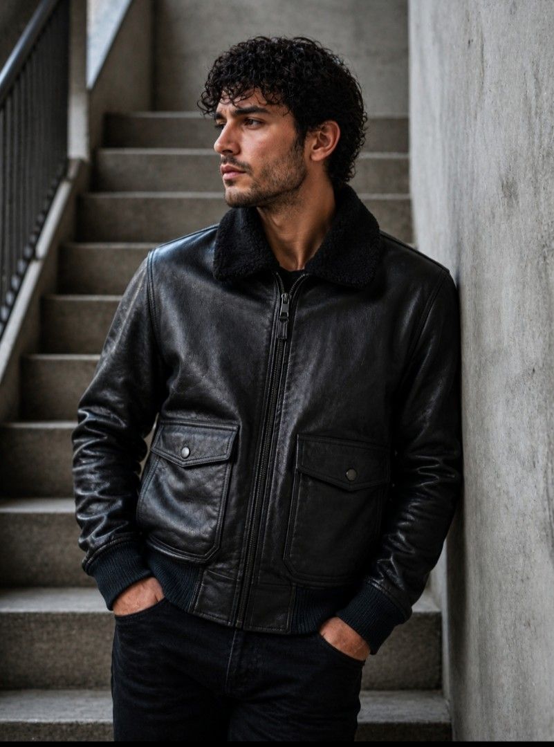 MARC JACOB TYPE G-1 PILOT LEATHER JACKET FOR MEN'S (Category: Coats, Jackets and Outerwear) located in Baguio. Submitted by vertex_nga.pow (Listing ID 1460042586, Image 1). Description: MARC JACOB TYPE G-1 PILOT LEATHER JACKET FOR MEN'S MEDUIM SIZE DIMENSION 26L BY 21 ARMPIT TO ARMPIT 17.5 INCHES SHOULDER TO SHOULDER 26 INCHES SLEEVE COW HIDE LEATHER MATERIAL GOOD CONDITION ISSUE LAST PIC BAGUIO LOCATION PLUS SF SA MALAYU JNT COURIER PASS COD UNL