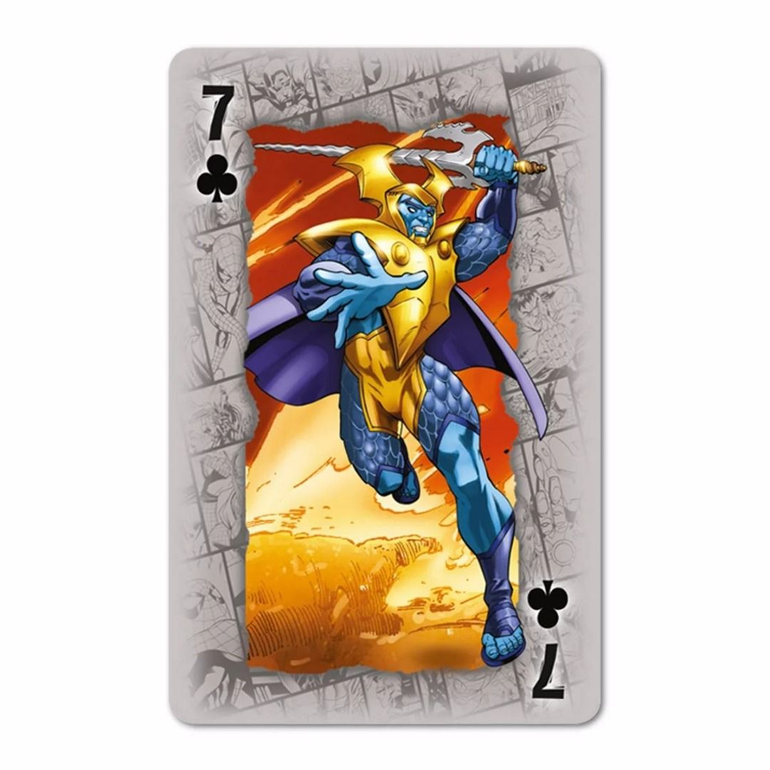 Marvel Universe Waddingtons Number 1 Playing Cards (Category: Raw Singles) located in Taguig. Submitted by realmshop (Listing ID 1459974499, Image 2). Description: Unite with your favourite Marvel characters including the valiant Captain America, the formidable Thor and the invincible Iron Man, alongside 52 of your much-loved Marvel heroes and much-loathed villains. Will Spider-Man help you win Snap? Or The Guardians of the Galaxy help you defeat