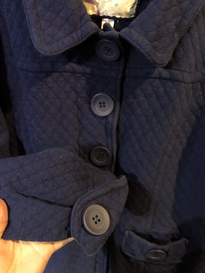 Maurices Blue Quilted Button-Up Jacket (Category: Coats, Jackets and Outerwear) located in Cauayan City . Submitted by wholly.craaaft (Listing ID 1460027037, Image 3). Description: - Blue quilted jacket from Maurices - Collared neckline - Button-up front closure - Two front pockets with button closures - Button details on cuffs - Made in China - Size XL.