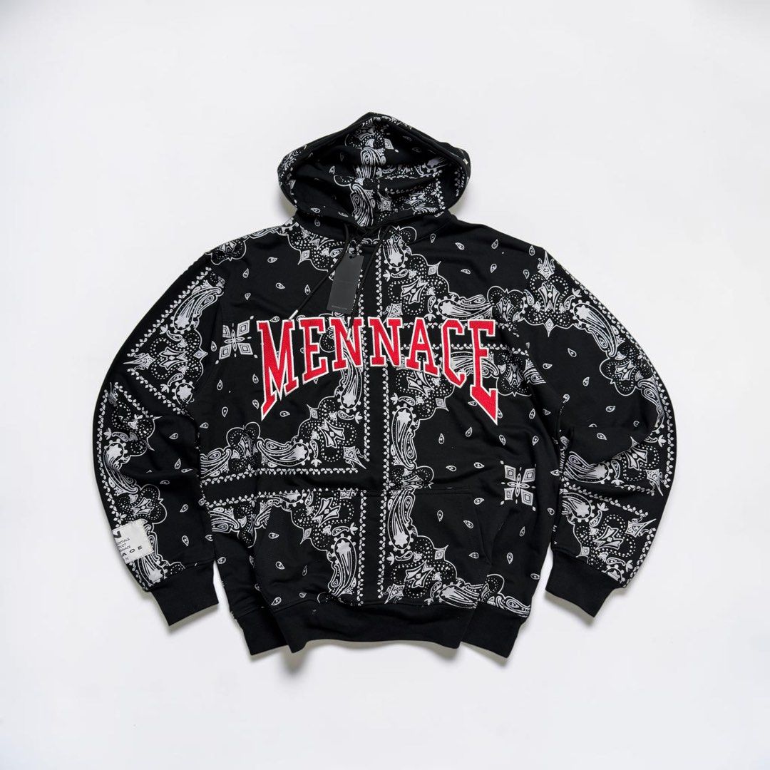MENNACE PAISLEY HOODIE (Category: Coats, Jackets and Outerwear) located in Calasiao. Submitted by WearHouseph (Listing ID 1459981238, Image 1). Description: Brand new mennace paisley pattern hoodie Size: small Width: 24 Length: 27 Condition: 10/10.