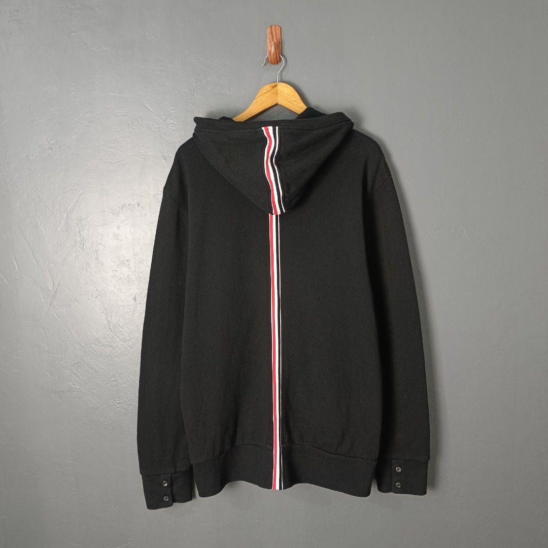 Men's - Thom Browne (Category: Coats, Jackets and Outerwear) located in Bacolod City. Submitted by drop.ph (Listing ID 1460003436, Image 3). Description: Thom Browne - Stripe Detail Zip Up *Fits XL - 23x29.5 *Excellent *No flaws *Price: 1,800php *Add SF if outside Bacolod City .