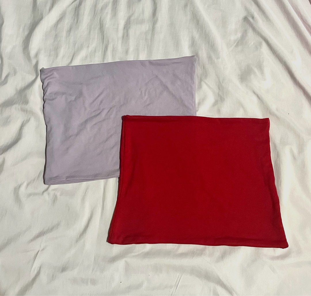 Mera Basic Tube Tops Bundle (Purple & Red) (Category: Others Tops) located in Gapan. Submitted by ar_armey (Listing ID 1459922381, Image 1). Description: Brand: Mera Color: Set includes 1 Purple and 1 Red Size: Tagged S Condition: Preloved in great condition (No flaws, minimal signs of wear) Details: Tube top style, stretchy fit, double lining. .