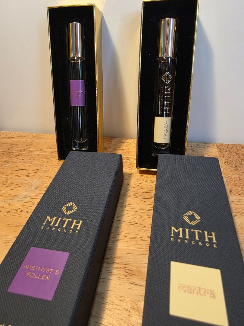 MITH Bangkok Perfume - Amethyst's Pollen & Mantra (Category: Fragrance & Deodorants) located in Makati City. Submitted by declutternow_85 (Listing ID 1460001517, Image 1). Description: - 10ml bottles - Scents: Amethyst's Pollen and Mantra - Both come in original boxes and outer packaging - Perfect for exploring new fragrances P2,500 each 📍 Makati.
