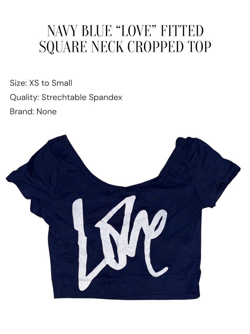 NAVY BLUE FITTED SQUARE NECK CROPPED TOP (Category: Others Tops) located in Rizal. Submitted by makiagemz (Listing ID 1460057850, Image 2). Description: RFS: Decluttering 2nd slide for infos - No issues Mop: Gcash | Gotyme | Cash is only applicable for meet ups.