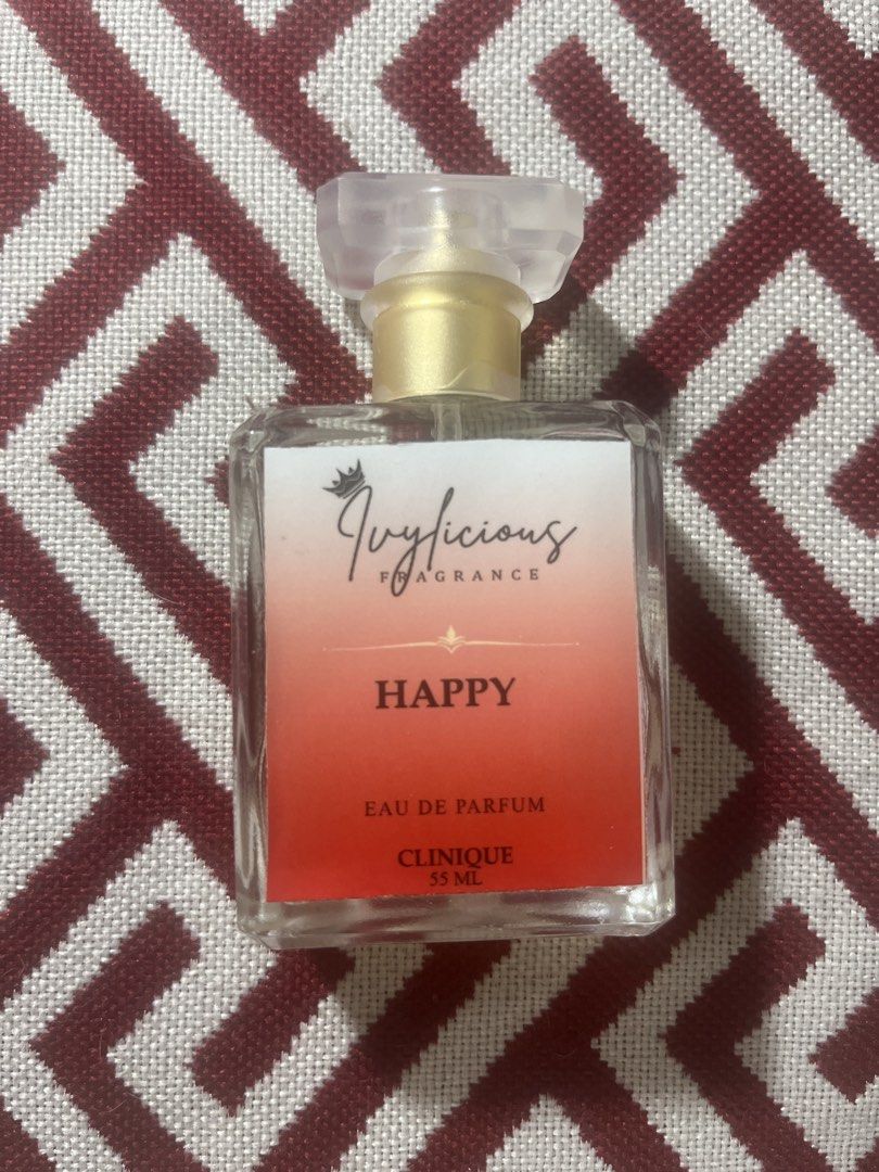 [New] Affordable Clinique Happy Perfume (Category: Fragrance & Deodorants) located in Las Pinas. Submitted by stylecircle.mnl (Listing ID 1459971655, Image 2). Description: - Scent like Clinique Happy Perfume in 55ml - 30% Oil Based and Concentrated - Classic and refreshing scent - Ideal for everyday wear - Uplifting and invigorating fragrance Fragrance: Top notes: Orange, Blood Grapefruit, Indian Mandarin, Bergamot, Apple and Plum. Heart notes: 
