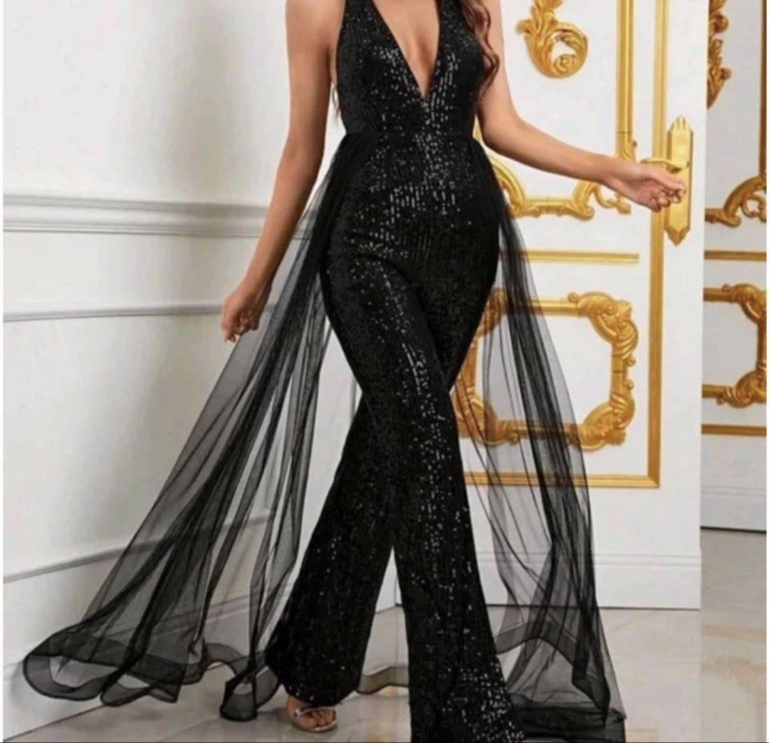 NEW HALTER NECK BACKLESS MESH DRAPED SEQUIN JUMPER - XL SIZE ONLY (Category: Jumpsuits) located in Manila. Submitted by thelabelfindsbym (Listing ID 1460005429, Image 2). Description: .