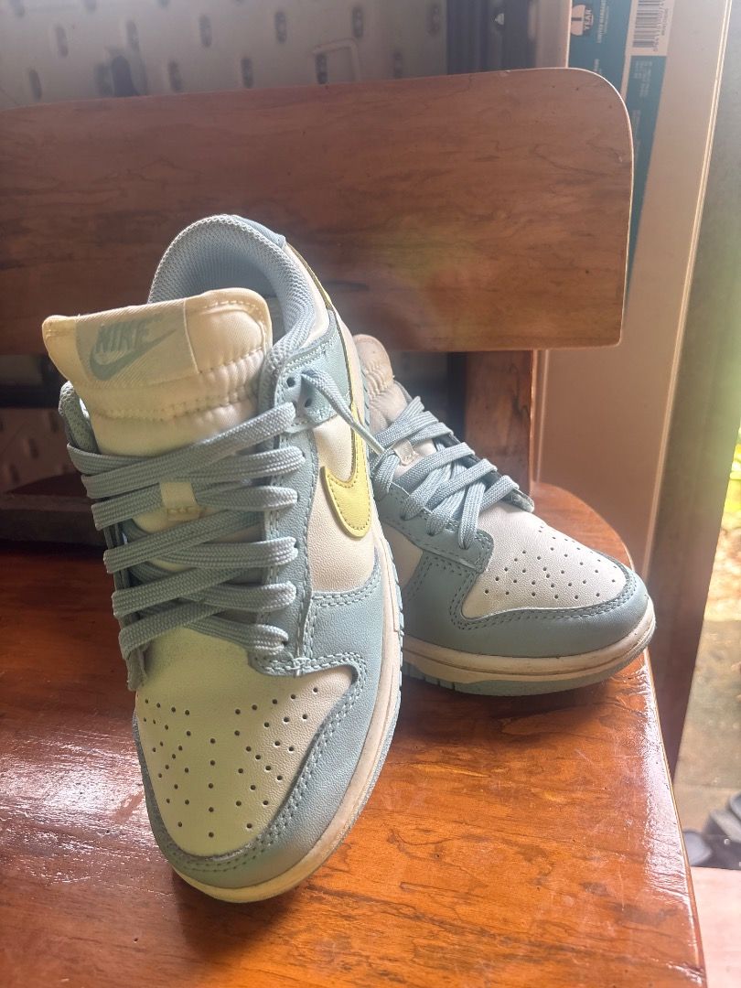 Nike Dunk Low Ocean Bliss (Category: Sneakers) located in Makati City. Submitted by krizairah20 (Listing ID 1459991655, Image 2). Description: - Nike Dunk Low sneakers. Size 5.5 US W-22.5 cm. Like New- only worn once - Colorway: Ocean Bliss. Light blue, yellow, and cream - Classic low-top silhouette - Light blue laces - Perfect for casual wear.