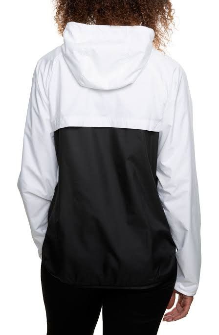Nike Windrunner White Black Hooded Jacket Size S (Category: Coats, Jackets and Outerwear) located in Valencia. Submitted by cabisaythriftshop (Listing ID 1459977894, Image 2). Description: - Classic Nike windbreaker jacket - White and black color blocking - Hooded design with full zip closure - Two convenient front pockets - Lightweight material, ideal for layering - Perfect for casual outings or light outdoor activities - Iconic Nike Swoosh logo