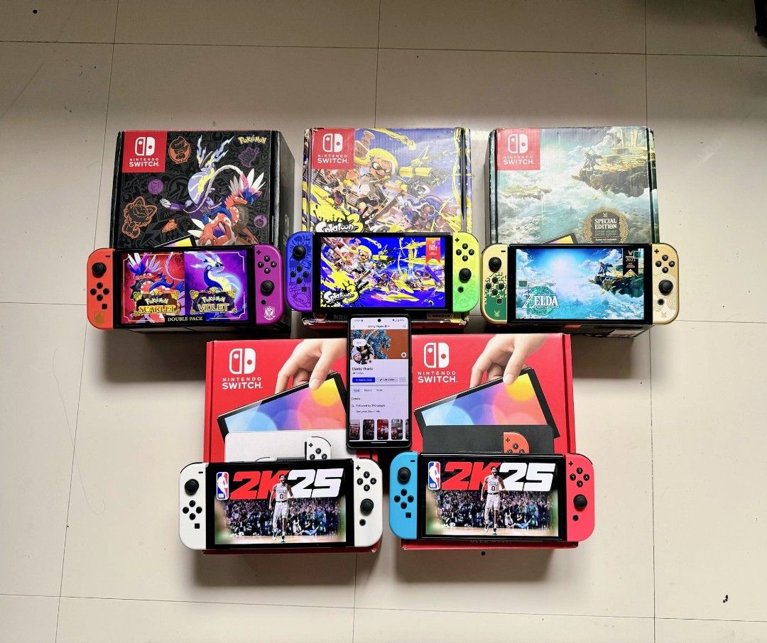 Nintendo Switch OLED with Games (Category: Nintendo) located in Manila. Submitted by nswitchgear (Listing ID 1459962536, Image 1). Description: 🎮 𝐅𝐎𝐑 𝐒𝐀𝐋𝐄: 𝐍𝐢𝐧𝐭𝐞𝐧𝐝𝐨 𝐒𝐰𝐢𝐭𝐜𝐡 𝐎𝐋𝐄𝐃 𝐌𝐨𝐝𝐞𝐥 with Free Games 🛒💰 ₱11,999 for White/RedBlue ₱12,999 for Limited Edition Zelda/Mario/Pokémon/Splatoon 🎮Comes with 8 Accounts wilth Multiple Games list to be installed no need to buy expensive games for mean time :) 📦 Complete Set: •