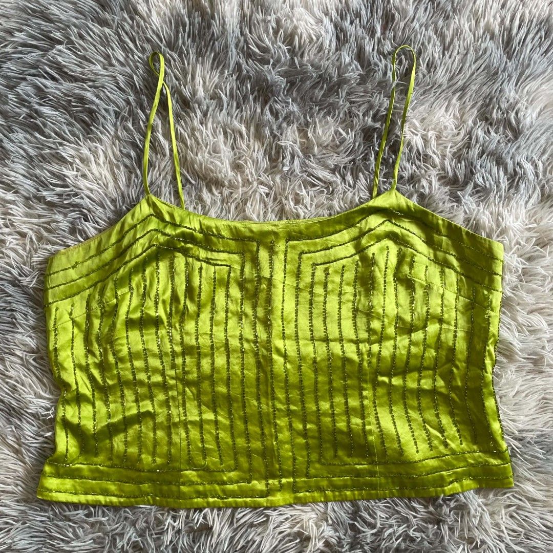 NYGÅRD Lime Beaded Top ✨ (Category: Sleeveless) located in Pamplona. Submitted by baddiefinds (Listing ID 1459920984, Image 1). Description: NYGÅRD Lime Beaded Top ✨ Branded - Nygard Collection Petites 14 Y2K / Party / Formal Size: M-L | Beaded satin, good condition.