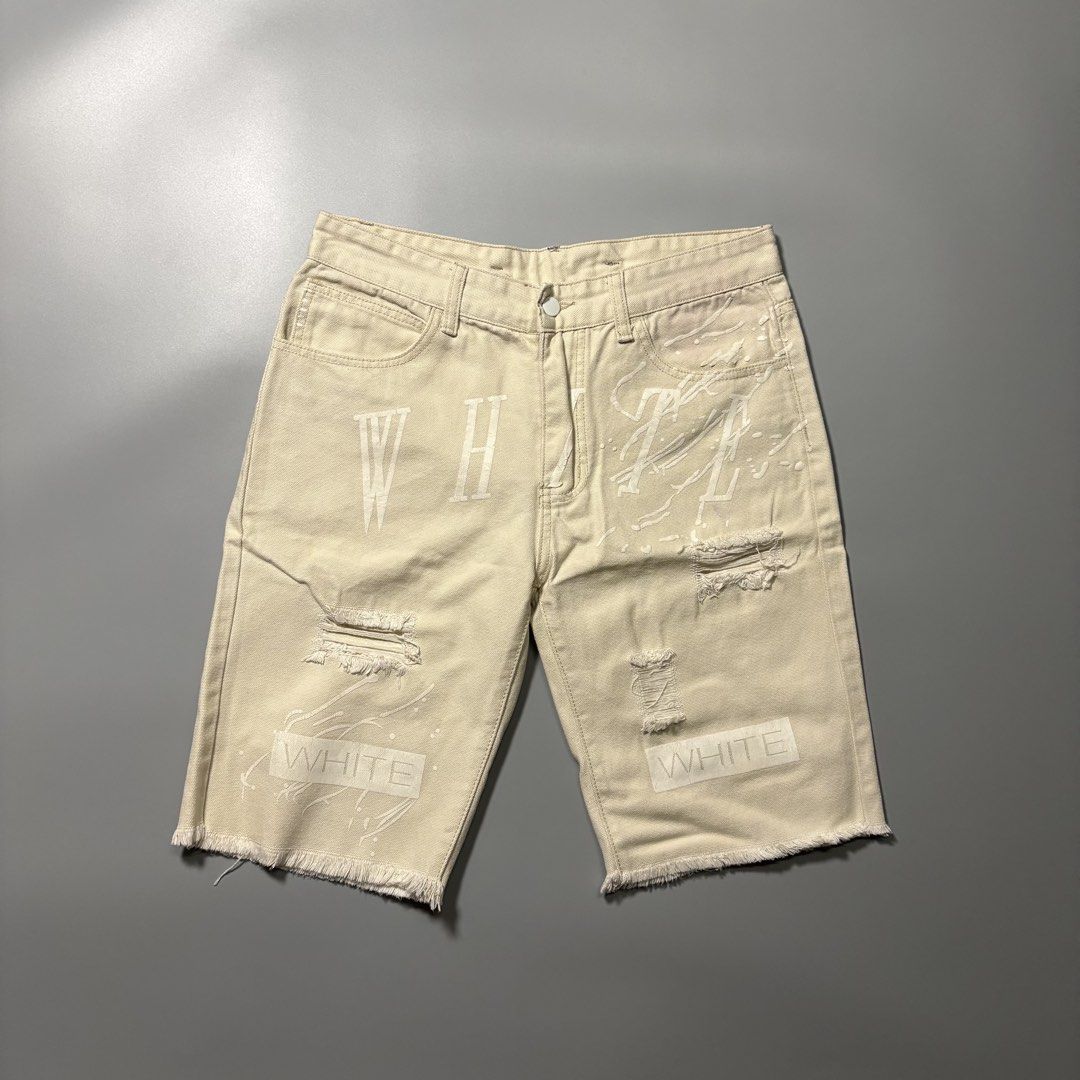 Off White Distressed White Denim Shorts (Category: Shorts) located in Tayabas. Submitted by tayabaskartell (Listing ID 1459996975, Image 1). Description: .