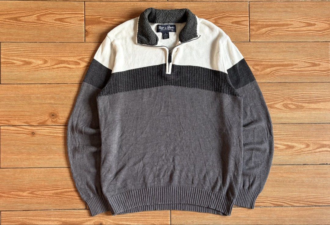 OLIVER & BURKE QZIP KNITTED SWEATER (Category: Coats, Jackets and Outerwear) located in Makati City. Submitted by jnc__apparel (Listing ID 1460071490, Image 1). Description: 🏷️ OLIVER & BURKE QZIP KNITTED SWEATER 📌 Dimes: 27L x 21.5W 📌 Size: Large for men 📌 Condition: Like new 📌 Color rate: 10/10 📌 Issue: None ✅ Washed and ready to wear.