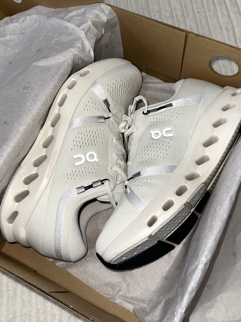 ON Cloudsurfer 2 Running Shoes Ivory White FOR MEN (Category: Sneakers) located in Urdaneta. Submitted by hellocity16 (Listing ID 1459981012, Image 1). Description: - Brand: ON - Model: Cloudsurfer 2 - Color: Ivory - Size: 9.5 US - Condition: Brand new, never worn - Features: Super lightweight, comfortable - Ideal for: Running, everyday wear - Includes: Original box with tissue paper.