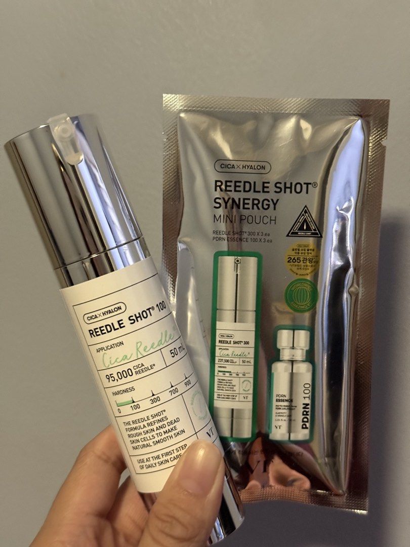 VT Cosmetics Reedle Shot 100 Bundle (Category: Face Care) located in San Juan City. Submitted by yssayu_ (Listing ID 1459936843, Image 3). Description: RFS: Selling extra/unused skin care INCLUSIONS and SIZE: 1 Reedle Shot 100 (50mL) + 3 Reedle Shot 300 (1mL) + 3 PDRN Essence 100 (1.5mL) EXPIRY: August 2028 *Bought from Korea *Item on hand, box seal broken only to check box contents *Price negotiable, does not include del fee.