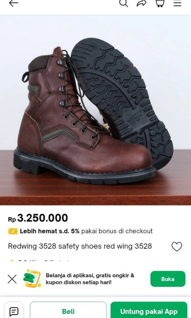 Orig RED WING 3528 (Category: Boots) located in Aguinaldo. Submitted by mightyflower-2e1f27 (Listing ID 1459765264, Image 2). Description: Size 8 on tag, best fit for size 9 Pinoy mens.