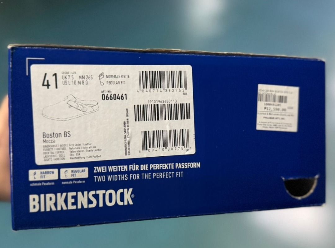 Original Birkenstock Boston BS Mocca (Category: Flats & Sandals) located in Manila. Submitted by humble.dude (Listing ID 1460070362, Image 3). Description: Brand: Birkenstock Boston BS Color: Mocca Brand new Only issue: wrong box, box is labeled as size 41 No other issues Original price: 12,590 Selling for: 9,000.