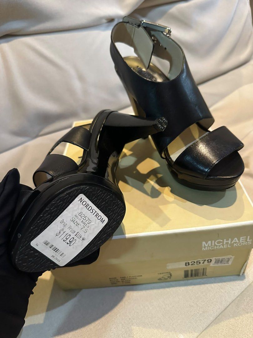 Original MK Carla Leather Sandals (Category: Sandals) located in Cavite. Submitted by rubieanne__ (Listing ID 1459973578, Image 2). Description: original michael kors carla leather size 7.5 US womens sandals (38 - 38.5) complete inclusions brand new ₱1,900 money back guaranteed.