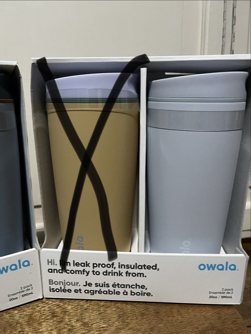 OWALA SmoothSip Tumblers 2-Pack (20oz) (Category: Water Bottles & Tumblers) located in Manila. Submitted by carmiscloset (Listing ID 1451814558, Image 3). Description: - Pack of two 20oz Owala SmoothSip tumblers - 1900 each, 3600 for 2pcs - Leak-proof design with a lockable slider - Triple-layer insulation for long-lasting hot or cold beverages - BPA, lead, and phthalate-free materials - Easy to clean - Ideal for coffee, water, or any drink on th