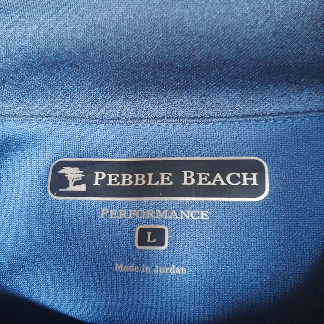 Pebble Beach Performance 1/4 Zip Pullover L Navy Blue (Category: Coats, Jackets and Outerwear) located in Paranaque City. Submitted by rociarra2019-99005 (Listing ID 1459904985, Image 3). Description: PICKUP ONLY Navy blue Pebble Beach pullover - Long sleeves with a quarter zip neckline - Ideal for golf or casual wear - Made in Jordan - Size: L shoulder to shoulder from back = 55cm length from back = 73cm.