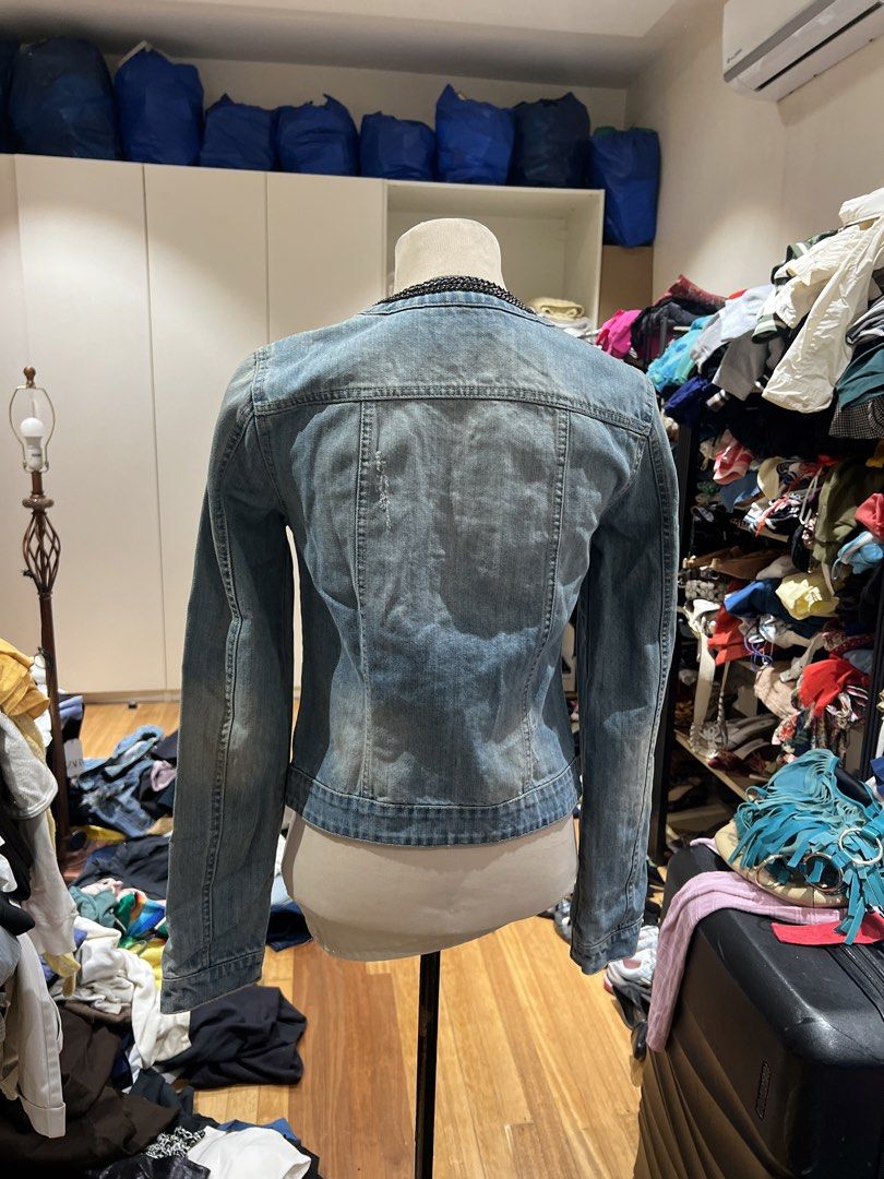 Pimkie Embellished Denim Jacket (Category: Coats, Jackets and Outerwear) located in Quezon City. Submitted by iminquezoncity (Listing ID 1460031338, Image 3). Description: - Cool denim jacket from Pimkie - Features beaded embellishments around the neckline and down the front opening - Classic trucker jacket style - Looks great layered over tops - Perfect for casual wear.