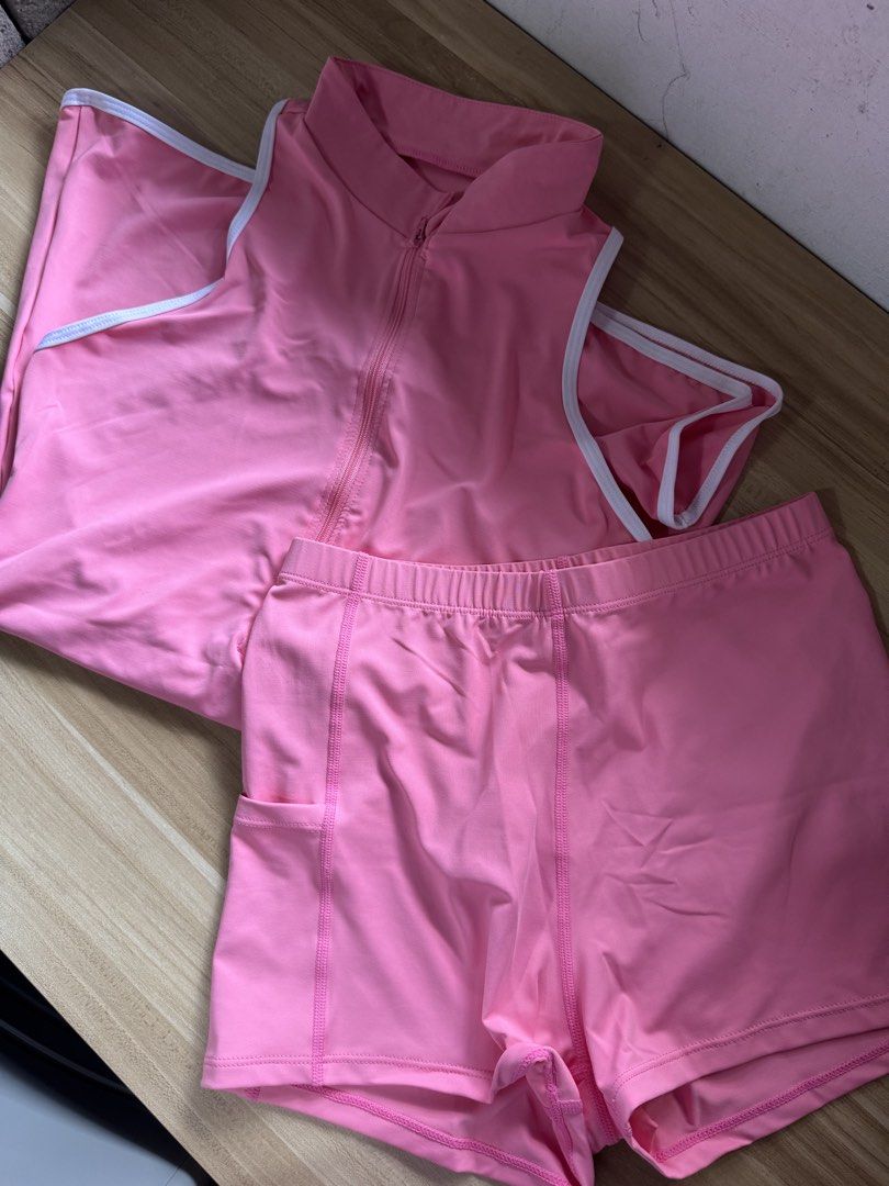 Pink Athletic Set - with inner Shorts (Category: Activewear) located in Caloocan City. Submitted by avaia.preloved (Listing ID 1459923303, Image 2). Description: - pink sports wear set - brandnew 📍 north caloocan / sm caloocan shipping via jnt or lalamove.