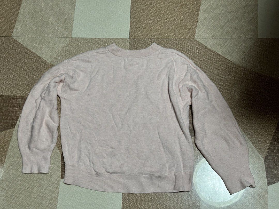 Pink Knit Sweater (Category: Coats, Jackets and Outerwear) located in Baguio. Submitted by littlearchive (Listing ID 1460083398, Image 1). Description: length 18.5" width: 17" arm opening: 6" .