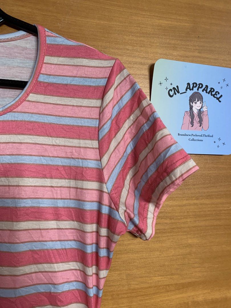 Pink stripe long dress (Category: Dresses) located in Malabon City. Submitted by Cn_apparel (Listing ID 1459973005, Image 2). Description: M-L.