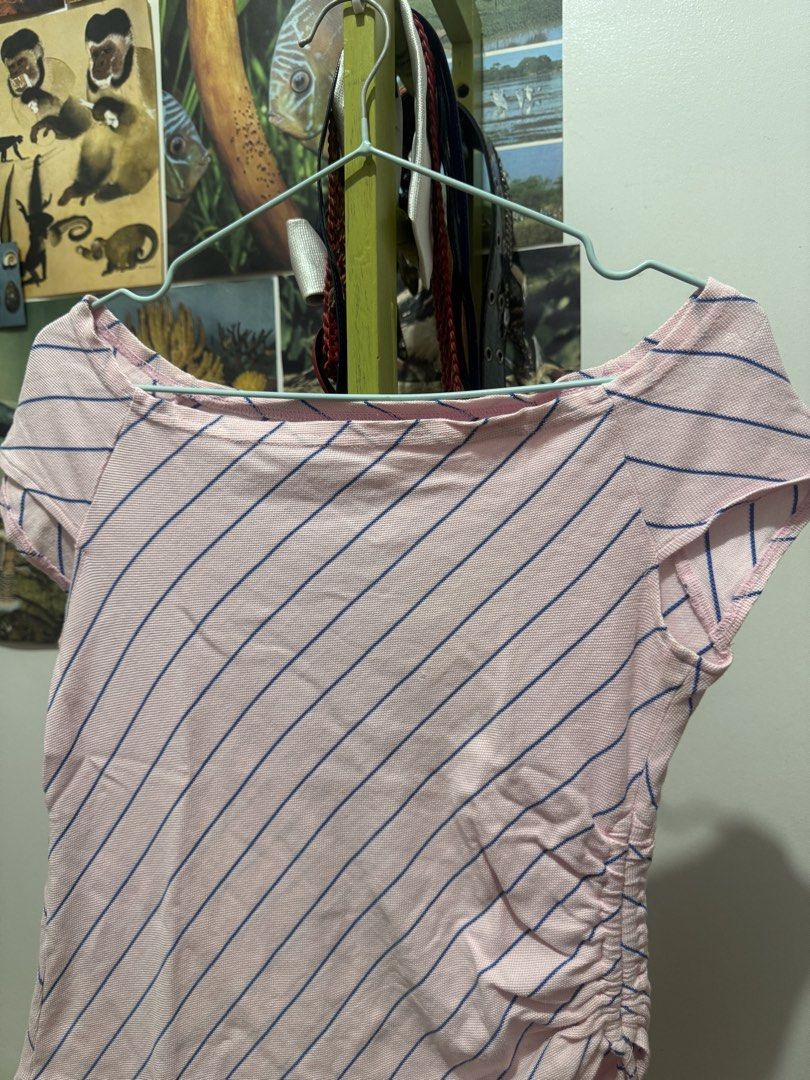 Pink Striped Cropped Top with Ruched Side (Category: Blouses) located in Marikina City. Submitted by lelaaaphant (Listing ID 1460092327, Image 2). Description: Mas maganda pag plantsado na😉 📍Marikina.