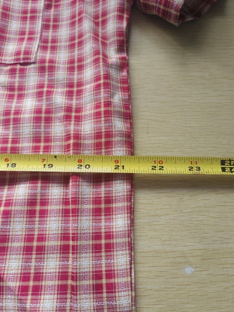 Plaid Button-Up Polo Shirt (Category: Tshirts & Polo Shirts ) located in Quezon City. Submitted by brycine022416 (Listing ID 1460076233, Image 3). Description: - Classic red and white plaid pattern - Button-up front with collar - Short sleeves - Comfortable for everyday casual wear - Approximate measurements: 22" armpit to armpit, 26" length Available - Red - Suble Yellow 350 each, both for 600.