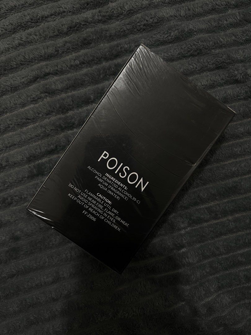 Poison Eau de Perfume 100ml (Category: Fragrance & Deodorants) located in Manila. Submitted by h.p_virgoni (Listing ID 1460065401, Image 2). Description: - Authentic Poison Eau de Parfum - 100ml bottle - Ingredients: Alcohol, Parfum (Fragrance), Aqua - Caution: Flammable. Keep away from heat, flame, or sparks. - Keep out of reach of children. - Product Code: FF-2006.