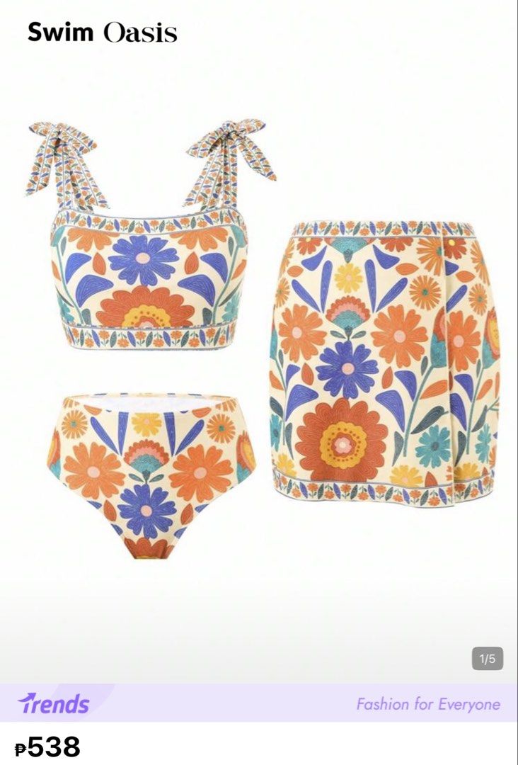 Printed Swim Suit Set - Small (Category: Bikinis & Swimsuits) located in Manila. Submitted by jessicakes007 (Listing ID 1460039604, Image 2). Description: Tried the top (over a shirt), but never the bottoms. Never used..