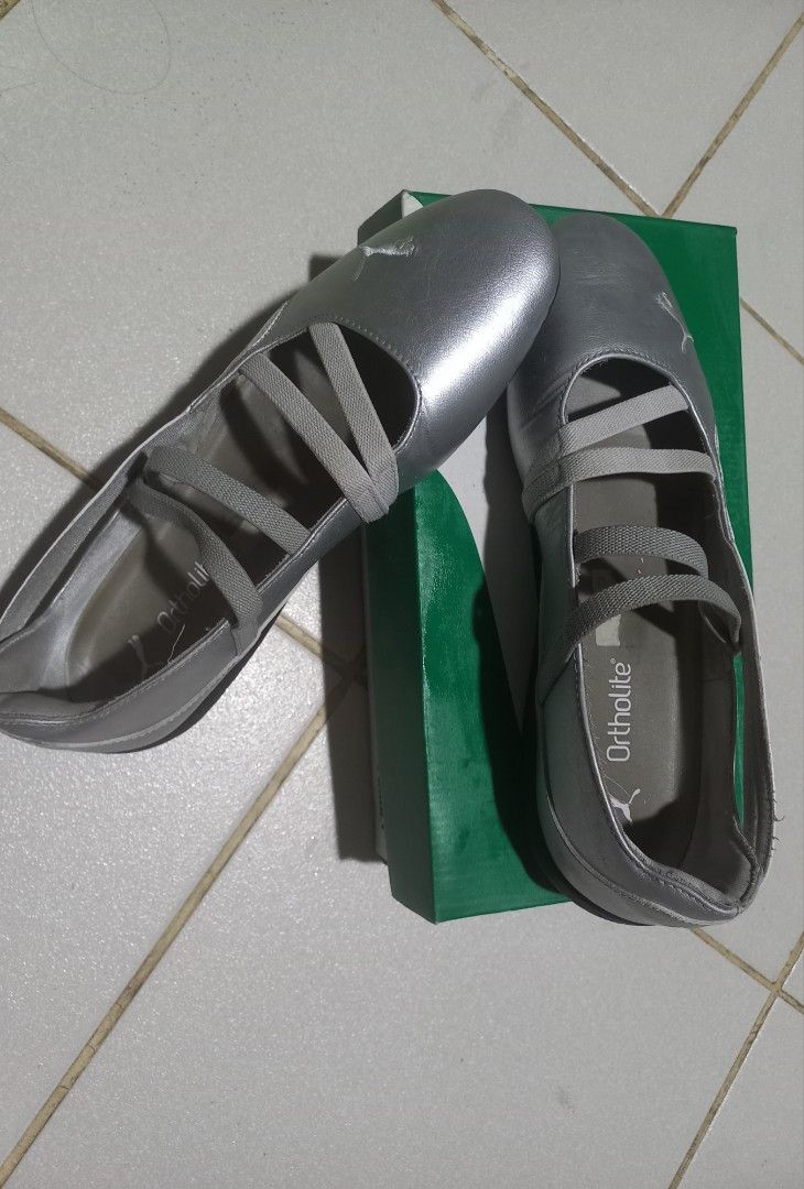 Puma Silver Flats with Straps (Category: Flats & Sandals) located in Manila. Submitted by luckyrabbit.25 (Listing ID 1460005276, Image 2). Description: - Silver Puma flats - Criss-cross strap design - OrthoLite insoles for superior comfort - Includes original box - Ideal for casual and everyday wear.