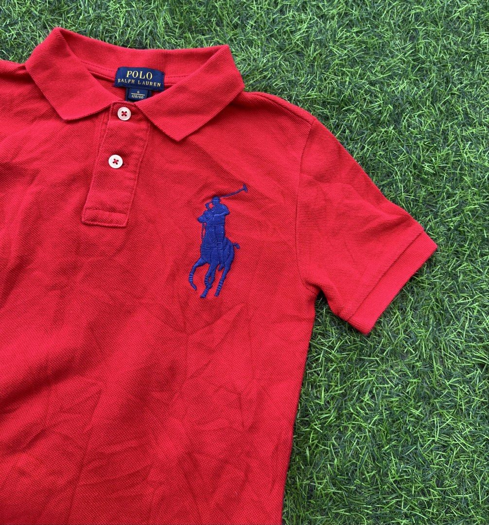 RALPH LAUREN POLO BIG PONY (Category: Formal Shirts) located in Carcar. Submitted by thrift_kidd (Listing ID 1459959700, Image 3). Description: RL POLO BIG LOGO FOR KIDS GOLD TAG EMBROIDERED LOGO & #3 As new Dimes: 14x19b21 DM📩.