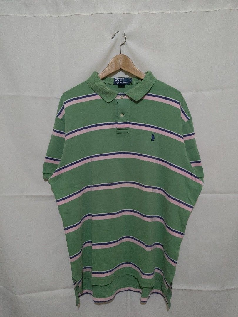 Ralph Lauren Stripe Polo Shirt (Category: Tshirts & Polo Shirts ) located in Bacolod City. Submitted by xvespe (Listing ID 1460060985, Image 1). Description: Size: L Condition: Heavily used Flaw: SOA, Washable stain, and minimal tears Width: 24" Length: 28.2-30.8" (long back) Color may vary due to lighting. Measurements were taken pit to pit in a flat-lay position. Please compare to your already owned garments to avoid confusion and further hassl