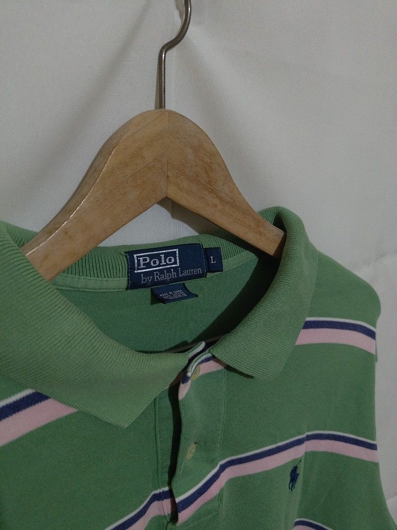 Ralph Lauren Stripe Polo Shirt (Category: Tshirts & Polo Shirts ) located in Bacolod City. Submitted by xvespe (Listing ID 1460060985, Image 3). Description: Size: L Condition: Heavily used Flaw: SOA, Washable stain, and minimal tears Width: 24" Length: 28.2-30.8" (long back) Color may vary due to lighting. Measurements were taken pit to pit in a flat-lay position. Please compare to your already owned garments to avoid confusion and further hassl