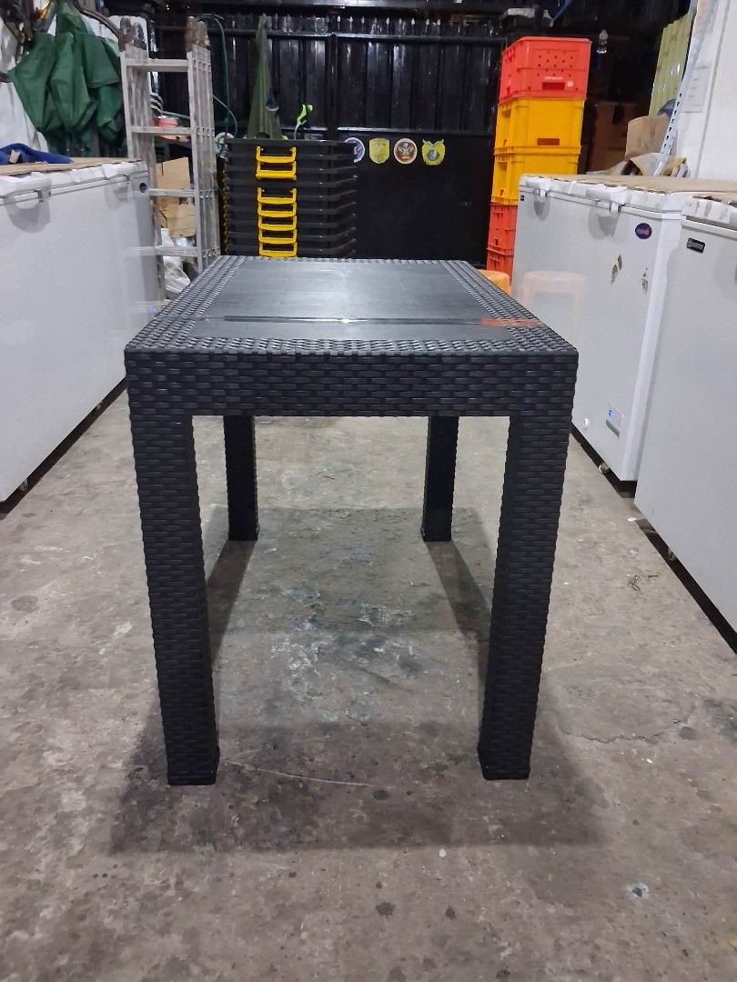 Rattan Plastic Table (Category: Tables & Sets) located in Manila. Submitted by redonlineshop (Listing ID 1459908447, Image 2). Description: Rattan Table (4seater) ₱1200 95cm x 60cm x 75cm ON HAND BRAND NEW Mode of Payment: Gcash,COD Same day delivery + Delivery Fee PM for orders and inquiries.