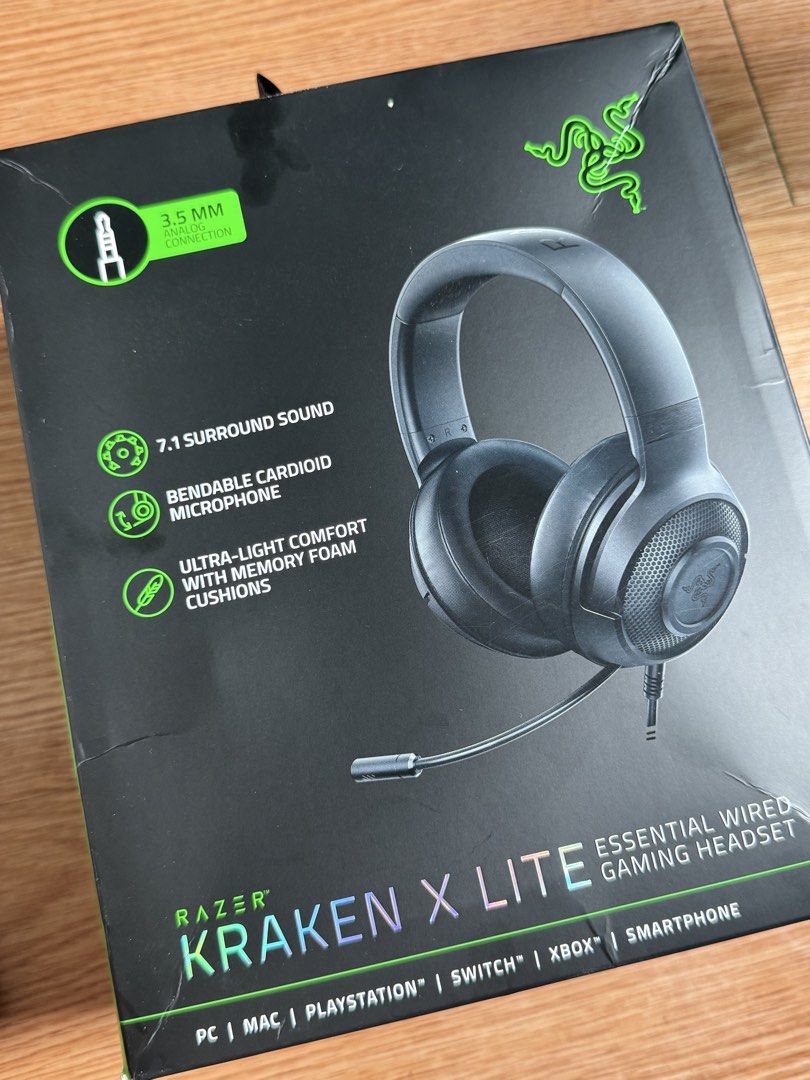Razer Gaming Headset and Mouse Kraken X Lite (Category: Headphones & Headsets) located in Manila. Submitted by gmtrds_jm (Listing ID 1459930752, Image 3). Description: - Razer Gaming Set (Black) - Comfortable earcups on headset - Ergonomic mouse design - Ideal for extended gaming sessions - Both items are in great working condition - Sold as a bundle Headset & Mouse with Box And Manuals Pick up only Marilao Bulacan.