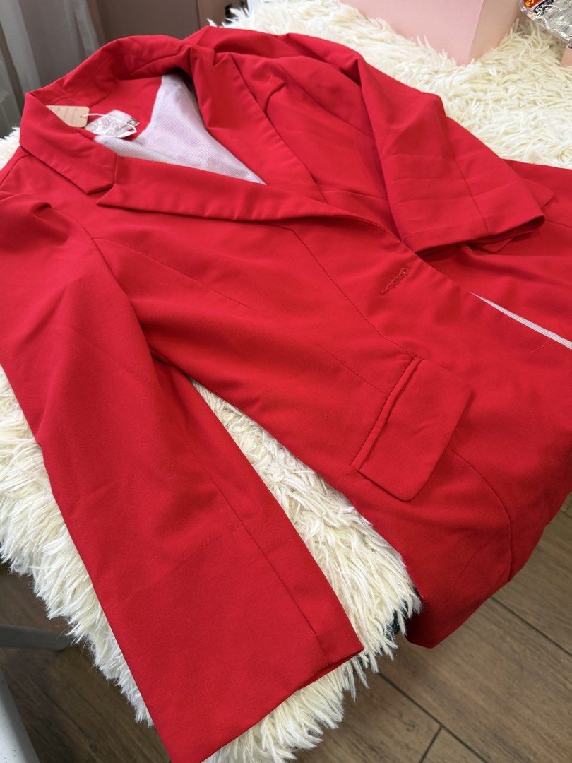 Red Mid-length Blazer (Category: Coats, Jackets and Outerwear) located in Makati City. Submitted by armyanna (Listing ID 1459972189, Image 1). Description: Perfect for office or semi formal attire..