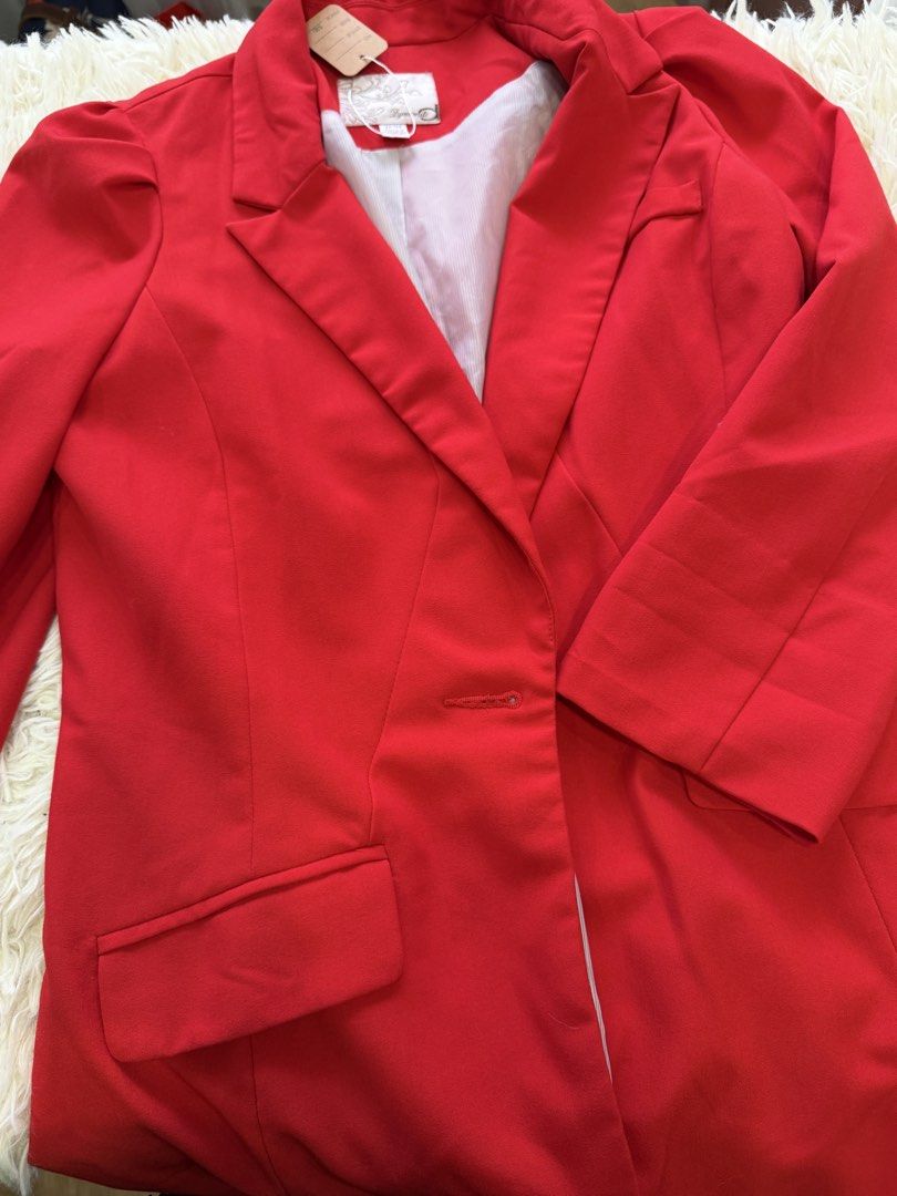 Red Mid-length Blazer (Category: Coats, Jackets and Outerwear) located in Makati City. Submitted by armyanna (Listing ID 1459972189, Image 2). Description: Perfect for office or semi formal attire..