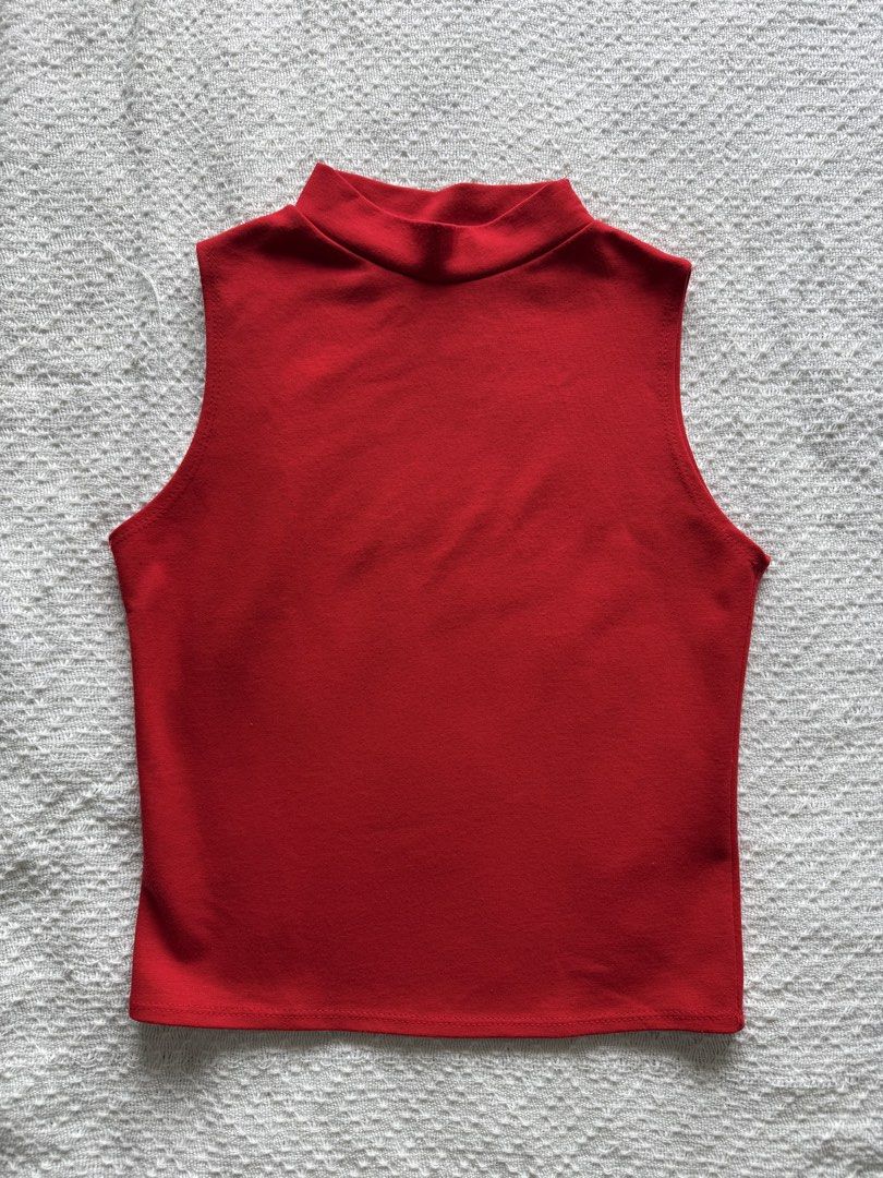 Red mock neck crop top (Category: Others Tops) located in Taguig. Submitted by vrncng (Listing ID 1460062187, Image 1). Description: .