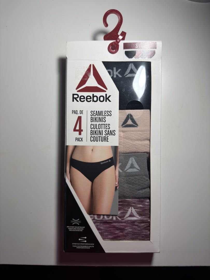 Reebok Seamless Bikini 4-Pack (Category: Undergarments & Loungewear) located in Dasmarinas. Submitted by beisells (Listing ID 1460072082, Image 1). Description: Reebok Seamless Underwear - Bought from Canada - 4-pack Reebok seamless bikini underwear - Bikini cut with stretch performance fabric - Relaxed waistband for ultimate comfort - Comes in black, nude, grey, and maroon colors.
