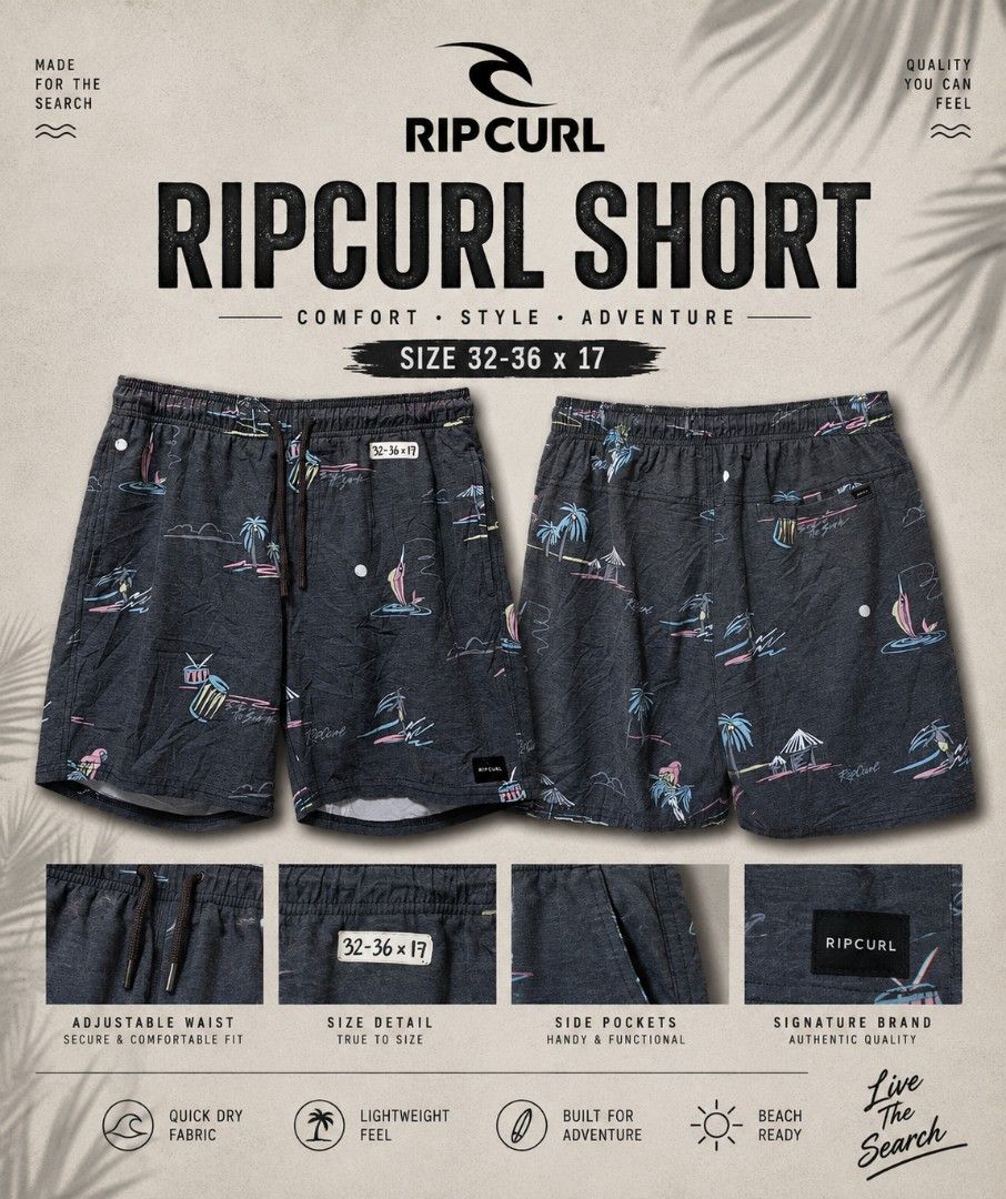 Ripcurl garterize short (Category: Shorts) located in Calamba. Submitted by melvinmanaig (Listing ID 1459994473, Image 1). Description: size 32-36.