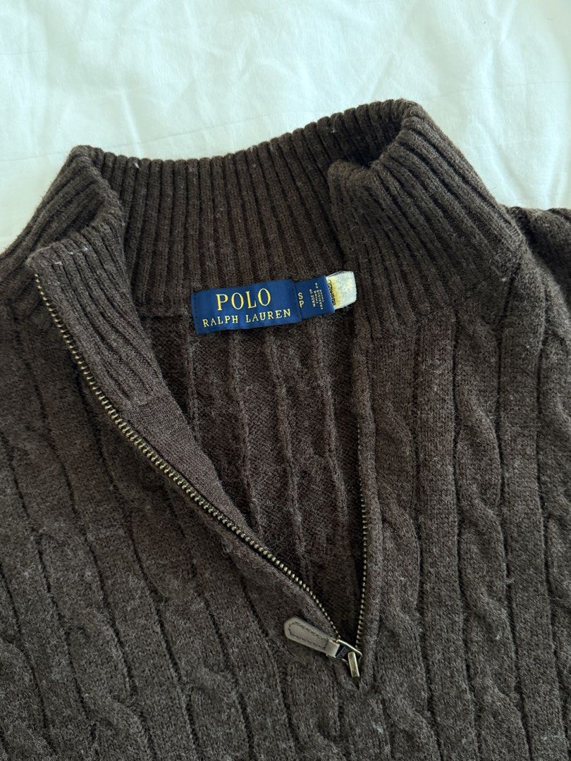 RL unisex knit quarter zip - brown (Category: Longsleeves) located in Mandaluyong City. Submitted by outofstoragewtf (Listing ID 1459994850, Image 2). Description: .