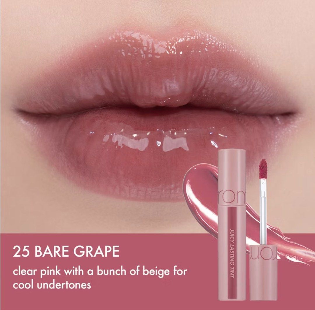 Rom&nd Juicy Lasting Tint 25 Bare Grape (Category: Makeup) located in Manila. Submitted by brilliantboutique (Listing ID 1460048636, Image 3). Description: - Brand: Rom&nd - Product: Juicy Lasting Tint - Shade: 25 Bare Grape - Finish: Glossy - Wear: Long-lasting - Color: Muted grape - Ideal for: Everyday looks, subtle color.