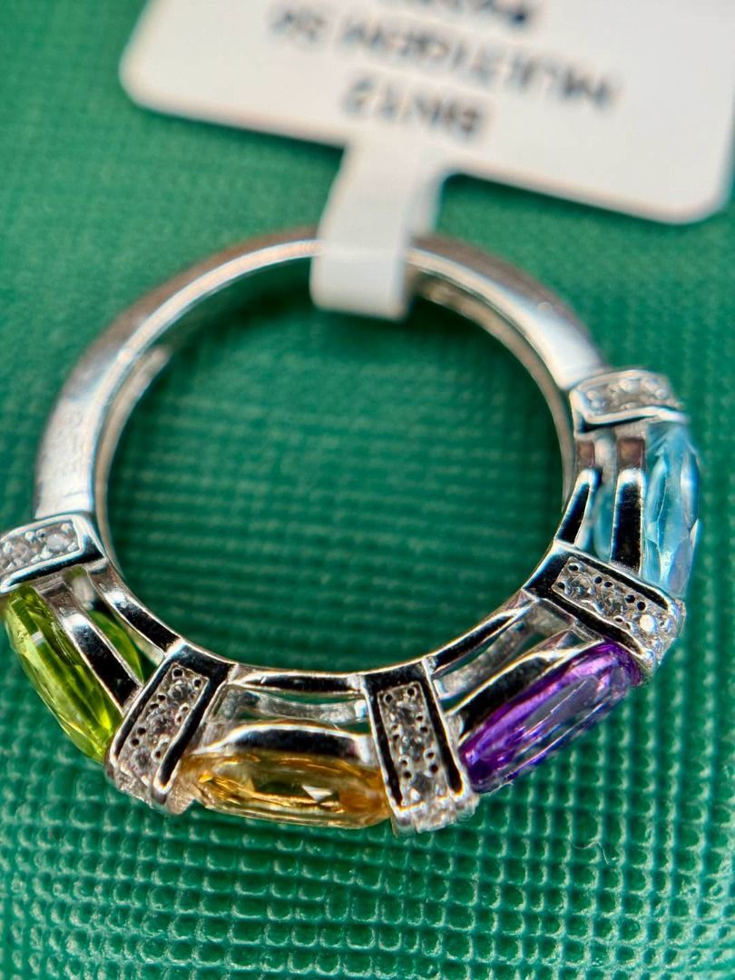 S6 Half Eternity Natural Multigem Ring (Category: Rings) located in Baguio. Submitted by asna_taku (Listing ID 1459985919, Image 2). Description: ✨ STACK IT. LAYER IT. LOVE IT. ✨ A gorgeous Half Eternity Natural Multigem Ring designed for effortless everyday elegance. 💚💛💜 Featuring a colorful lineup of natural gemstones in a sleek silver setting—perfect worn solo or stacked with your favorite rings for that chic, curated look. 💍✨ 🌈 Natural m