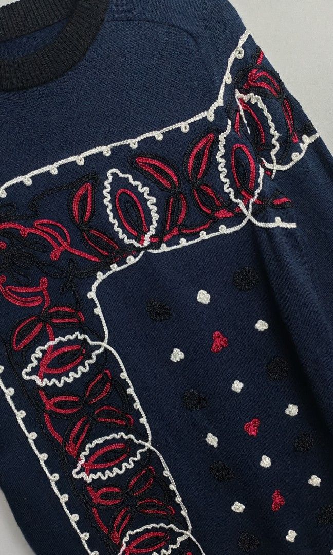 Sacai KnitWear Embroid Design (Category: Coats, Jackets and Outerwear) located in Baguio. Submitted by luxuryph2600_eric (Listing ID 1460104967, Image 3). Description: Sacai Knitwear 📌 Details⬇️⬇️⬇️ 📍Excellent Condition 📍Dimes 21*33 📍Color Rate 10/10 📍Size Medium 💰 PRICE 1500 FREE SHIPING 📌Loc. Baguio City Shipping Via J&T Reminder : Items are Thrifted and carefully Selected from Thrift Stores/Box/Bales Photos are Provided for Self Authent