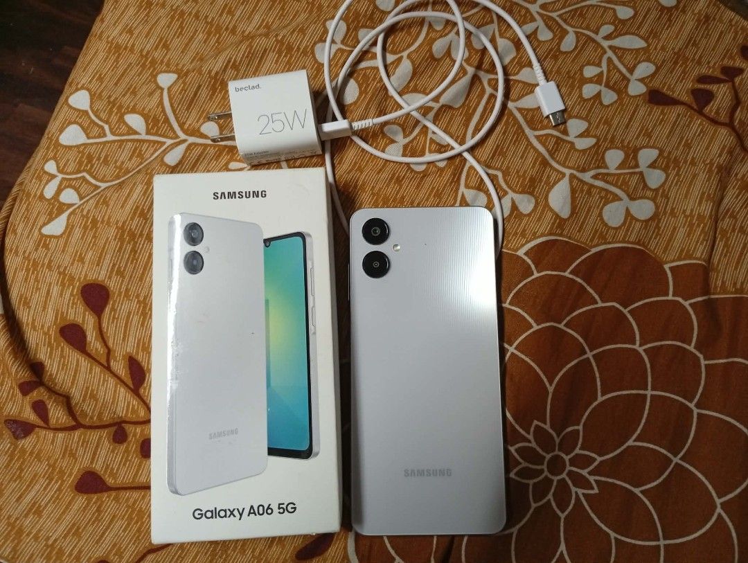 SAMSUNG A06 5G (Category: Samsung) located in Manila. Submitted by clemar121321 (Listing ID 1460028730, Image 1). Description: SAMSUNG A06 5G 4GB RAM 128 STORAGE WITH BOX WITH ORIGINAL CHARGER WITH PHONE CASE SMOOTH GAMITIN MALINAW BOTH CAM GLOBE LOCK LADY OWNED RFS: NEED FUNDS FOR MY BABY NA MAY CKD :( .